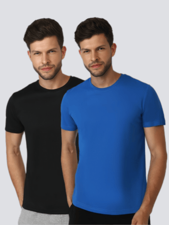 Hummel Budoc Mens T-Shirt Pack Of 2(black/True Blue)