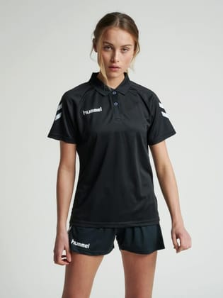 Core Functional Women Polyester Black Polo T-Shirt