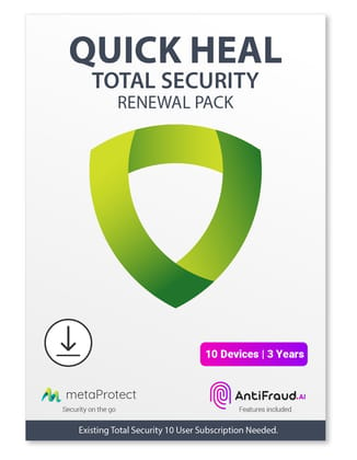 Quick Heal Total Security Renewal Upgrade Gold Pack - 10 Users, 3 Years (Email Delivery - No Cd)- Existing ( 10 User ) Subscription Needed