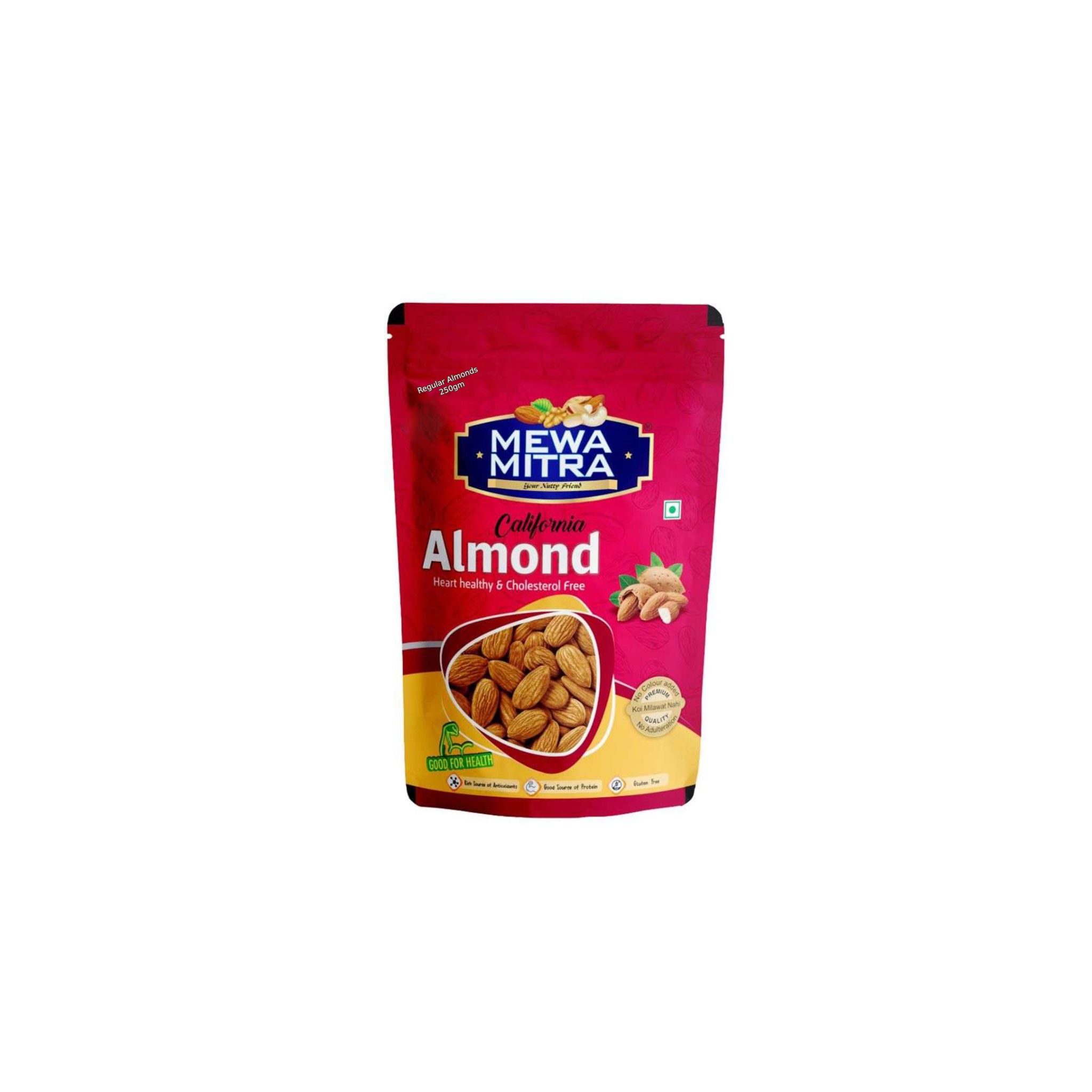 Regular  Almonds by MewaMitra | Premium California  Natural Raw Badam Rich in Fiber and Protein Nutritious and Delicious Crunchy Badam Giri 250grm