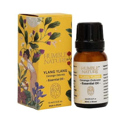 Humble Nature Ylang Ylang Cananga Odorata Essential Oil for Strengthen Hair Roots, Control Hair Fall, Skin Moisture, Controls Acne, Aromatherapy - 100% Pure, Natural & Undiluted Premium Essential Oil, 15ml