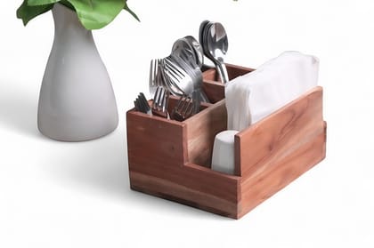 Orchid Homez spoon stand for kitchen|cutlery holder for dining table | wooden cutlery stand storage organiser ( Natural )