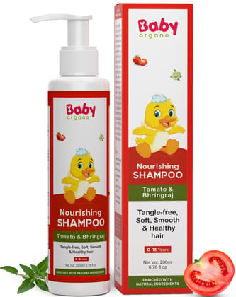 BabyOrgano Tomatino Baby Shampoo | Contains Tomato seeds, Lemon & Bhringraj | For Smooth and Healthy Hairs in Kids | 100% Ayurvedic