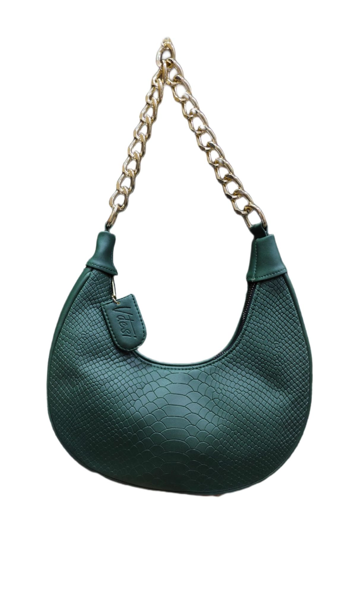 Vdesi Green Croco Half Moon Bag