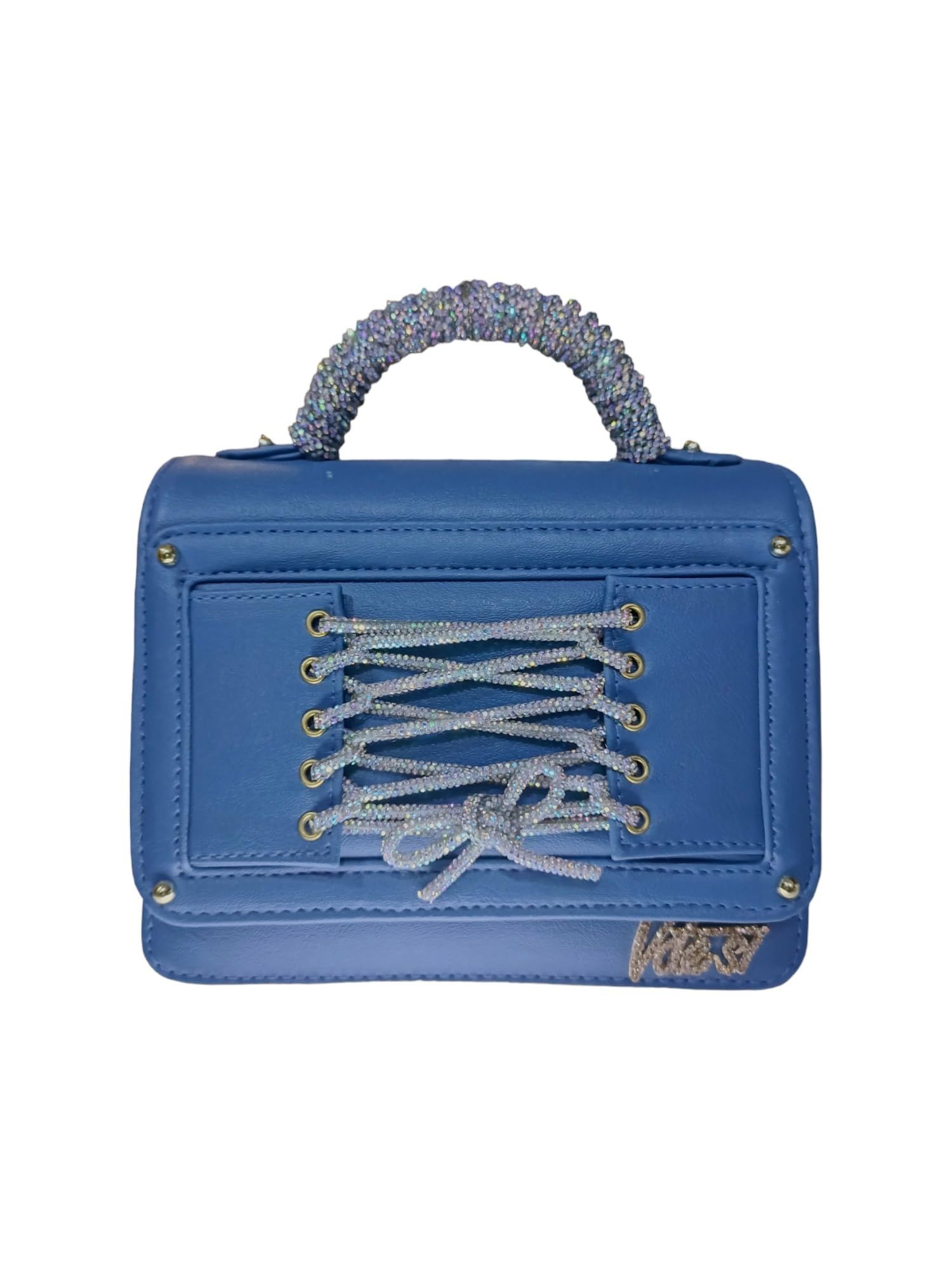 Vdesi Blue Rhinestone Tie-Up Bag