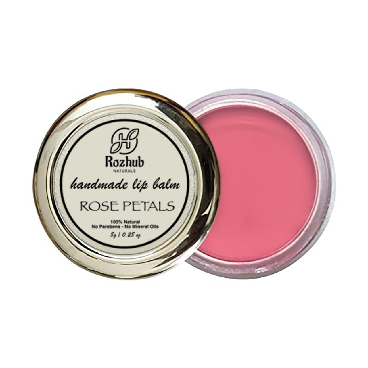 Rozhub Naturals Vegan Lip Balm - Rose Petal - 8g