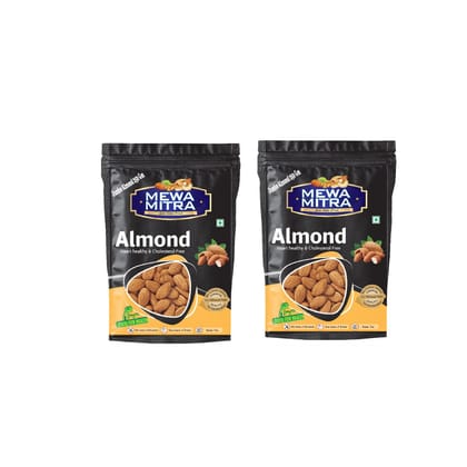 Premium California Jumbo Almonds by Mewa Mitra Natural Raw Badam Rich in Fiber and Protein Nutritious and Delicious Crunchy Badam Giri - (250 Gram Pack of 2)