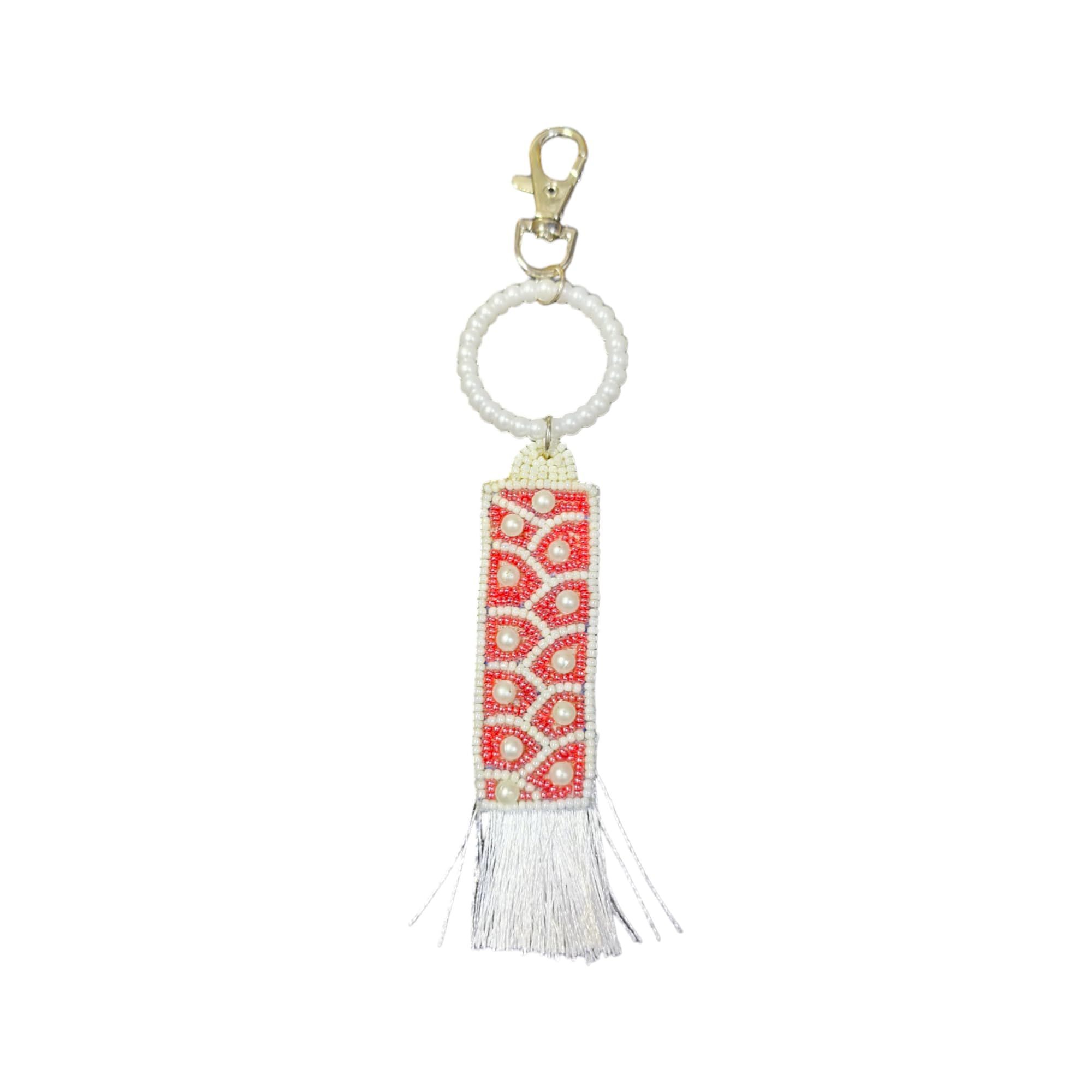 Vdesi White Red Tassel Bag Charm