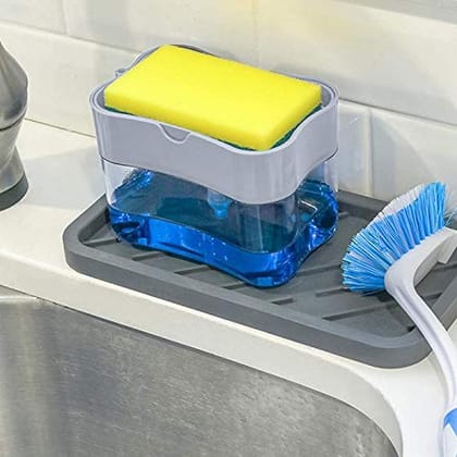  2-in-1 Soap Dispenser and Sponge Holder for Kitchen Sink