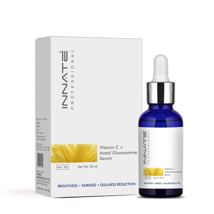 INNATE Vitamin C Face Serum with Acetyl Glucosamine for Men Women Glowing Skin, Pack of 1-30ml | For All Skin Types | Day & Night Use