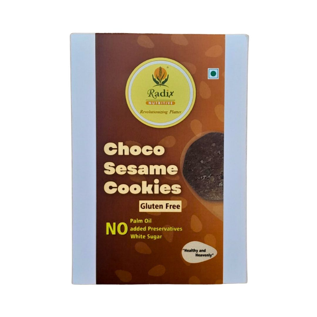 Radix Nutritive® Gluten-free Choco-Sesame Millet Cookies. Pack of 2. Vegetarian. 200 gms each