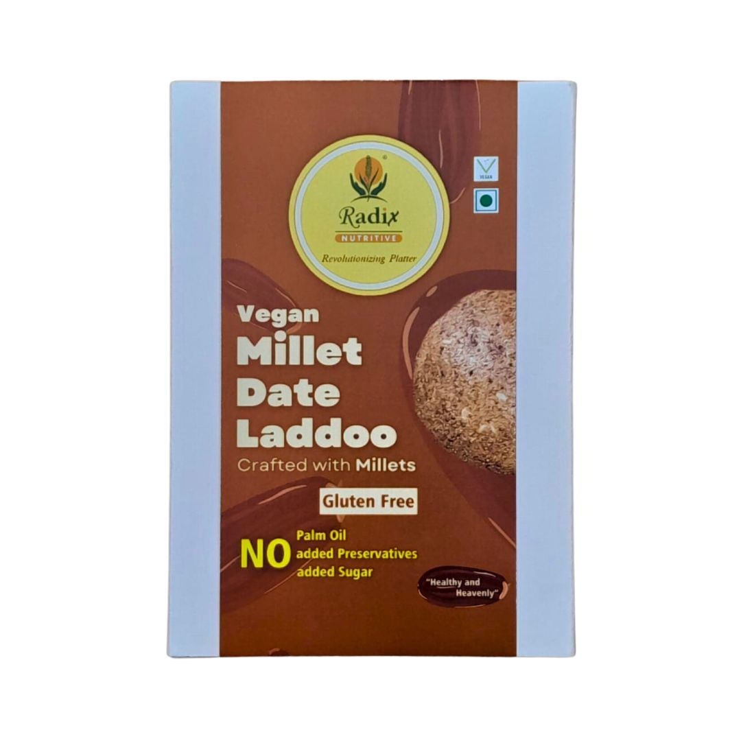 Radix Nutritive® Vegan Millet Date Laddoo - Gluten-free. Pack of 2. 200 gms each. Natural Product. Vegetarian