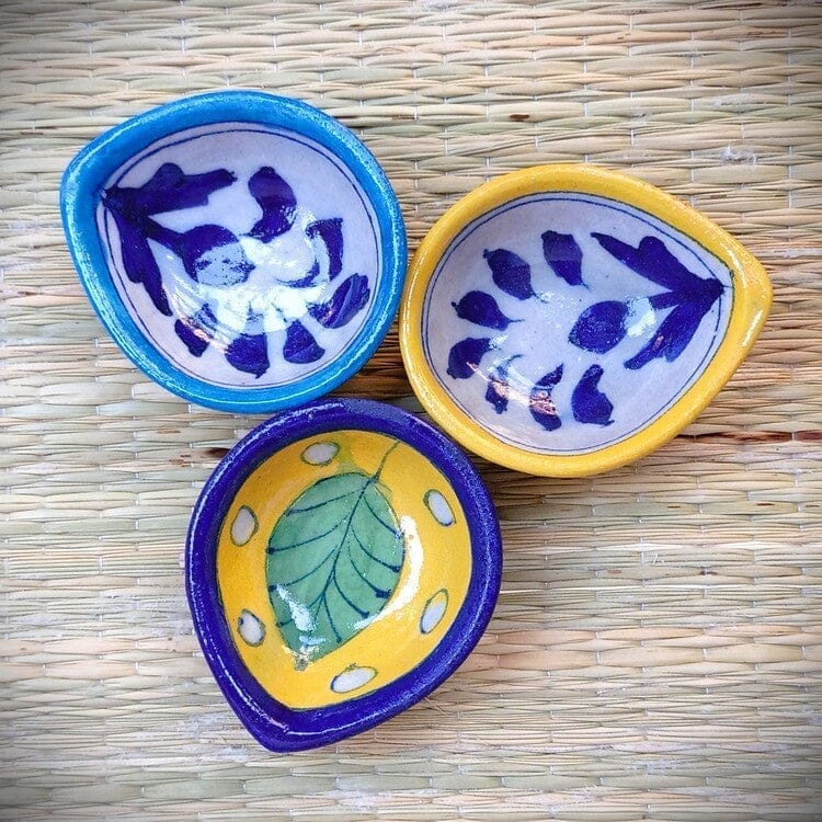 Jaipur Blue Pottery Re-usable Diyas Set of 3