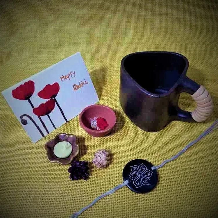 Black Pottery Bhai Rakhi Gift Hamper