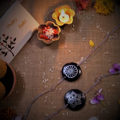 Nizamabad Black Pottery Traditional Clay Craft Rakhi Set