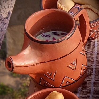 Hand-Painted Kutch Pottery Thandai Pour Jug for Holi