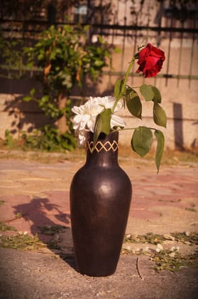 Longpi Black Pottery Bottle Vase