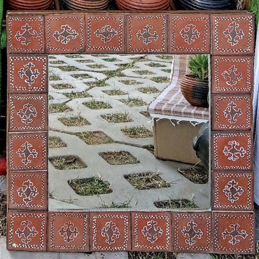 Kutch "माटी नो काम" Painted Pottery Tiles Mirror