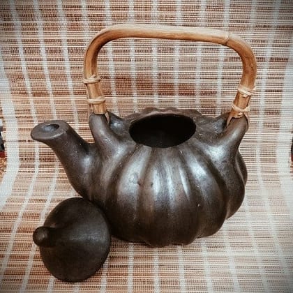 Longpi Black Pottery Pumpkin Tea Pot