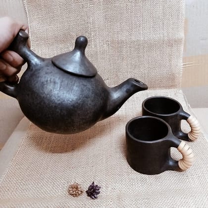 Longpi Black Pottery Small Tea Set