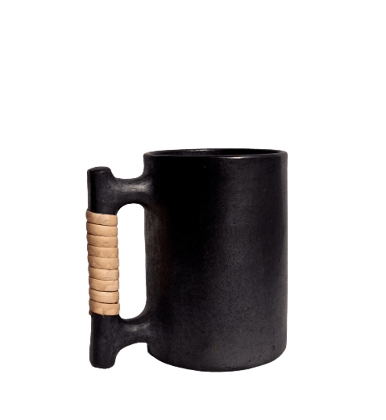 Longpi Black Pottery Beer Mug Large Round