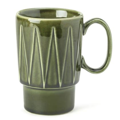 Bodhi House Stackable Ceramic Coffee Mug, Milk Mug with Glossy Finish, Ideal for Green Tea, Hot Chocolate, Microwave and Dishwasher Safe, Bone Ash Free Ideal for Gifting, Moss Green | 350 ml