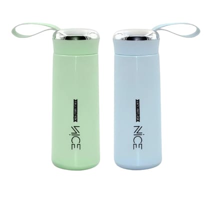 Sparkling Stainless Steel Vacuum Water Bottle - Stylish & Leakproof Design-400ml - pack of 2