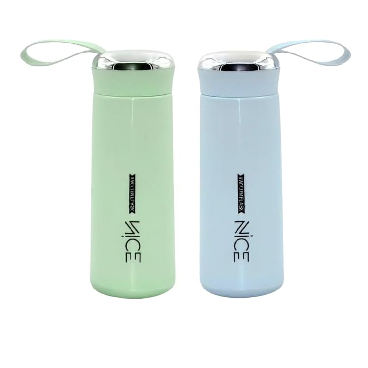 Sparkling Stainless Steel Vacuum Water Bottle - Stylish & Leakproof Design-400ml - pack of 2