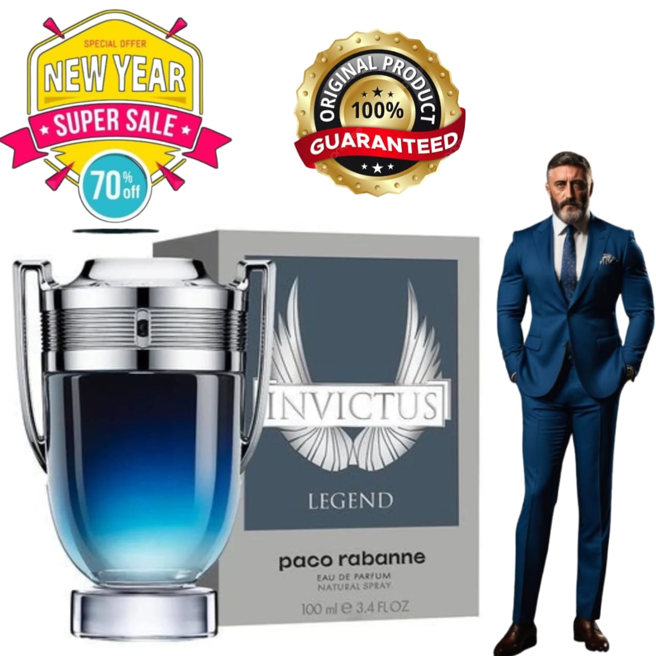 Paco Rabanne Invictus Legend Eau de Parfum For Men, 100ml/3.4 fl oz