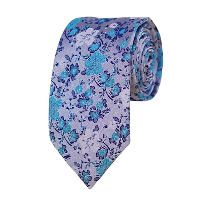 THE DELHI LOOM Men's Floral Necktie and Pocket Square Set in a Premium Wooden Box | Elegant Handcrafted Silk Tie and Matching Handkerchief for Formal | Casual and Special Occasion Wear