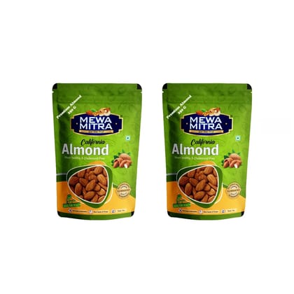 Natural and Fresh Almonds by Mewa Mitra  | Premium Californian Almonds, Raw Dry Fruit, High Protein Snack and Super Healthy Nuts | (Pack of 2x 250 gram)