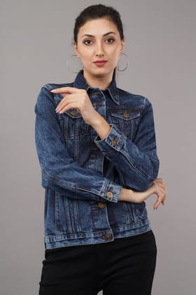 WOMEN BLUE DENIM BIKER JACKET