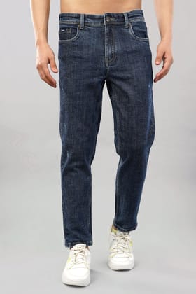 MENS DARK BLUE CROPPED FIT JEANS