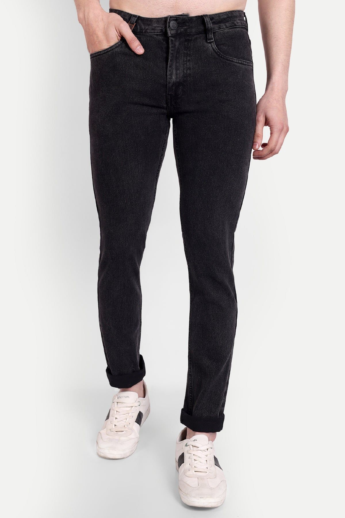 Men Retro Black Denim Jeans