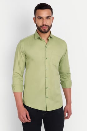 Men Slim Fit Lime Green Shirt