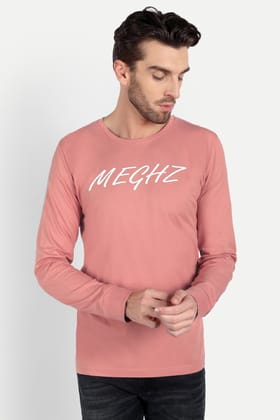 Men's Full Sleeve Salmon Pink T-Shirt