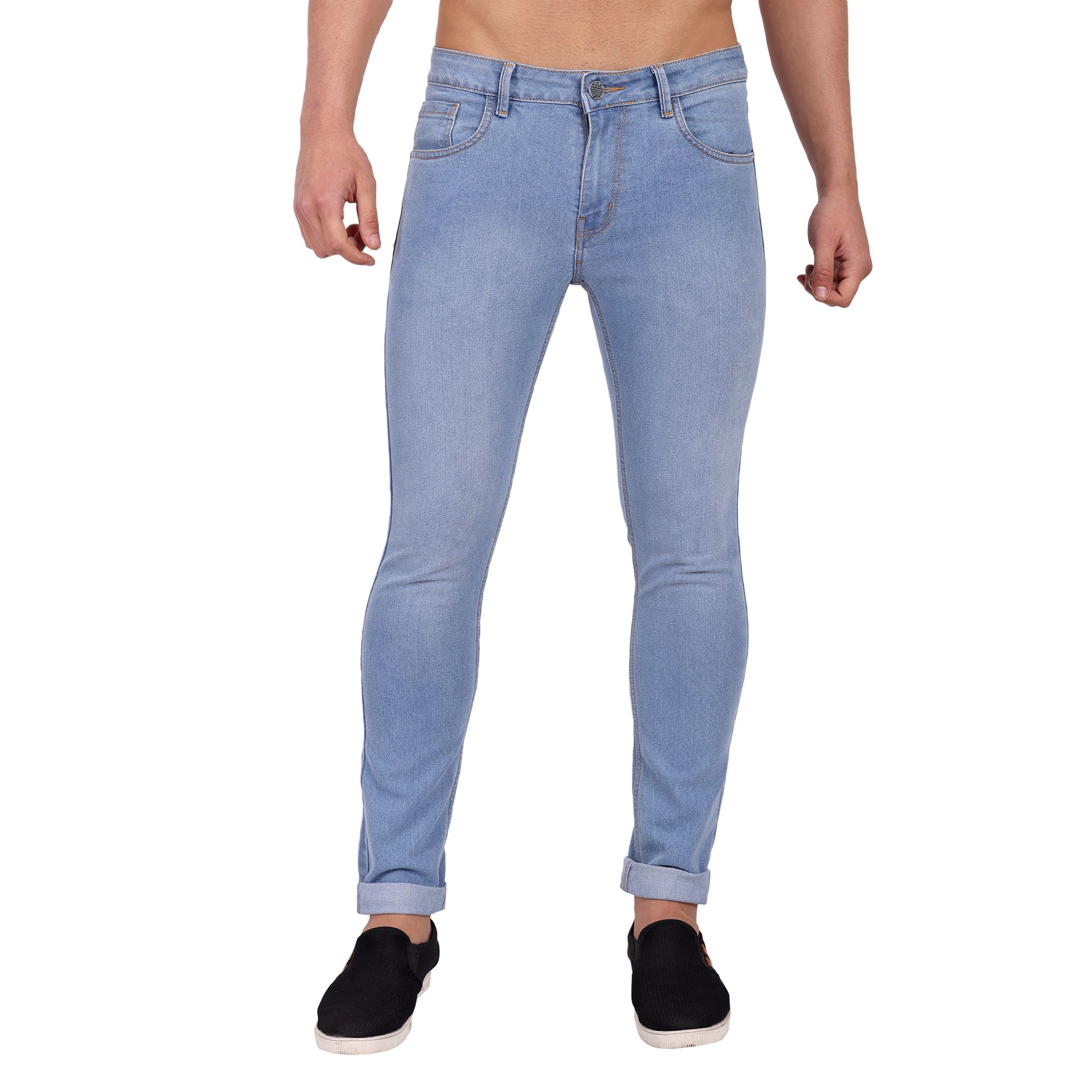 Mens Solid Light Blue Jeans