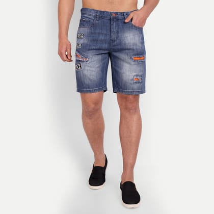 Men Distressed Printed Shorts