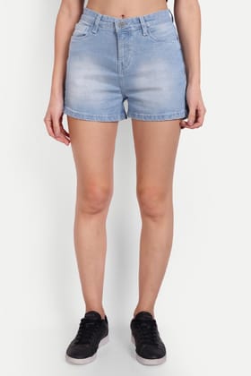 Women Light Blue Denim Hot Shorts