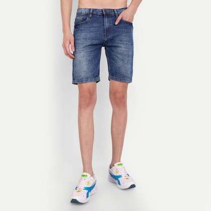 Men Mid Blue Denim Regular Shorts