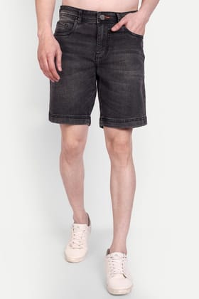 Men Grey Denim Regular Shorts