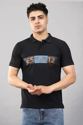 MENS POLO PRINTED BLACK T-SHIRT