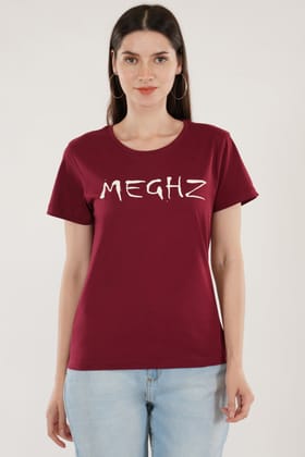 Women Round Neck Maroon T-Shirt