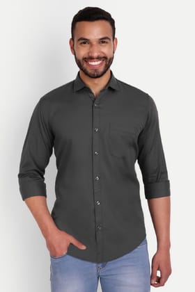 Men Slim Fit Grey Shirt