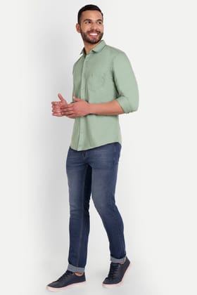 Men Slim Fit Sage Green Shirt