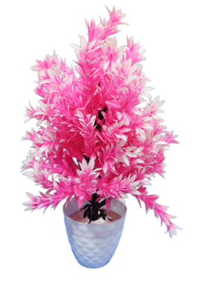  Artificial Pink Flower Plant in White Pot for Home Decor