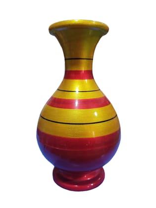  Red and Gold Hand Painted Wooden Flower Vase