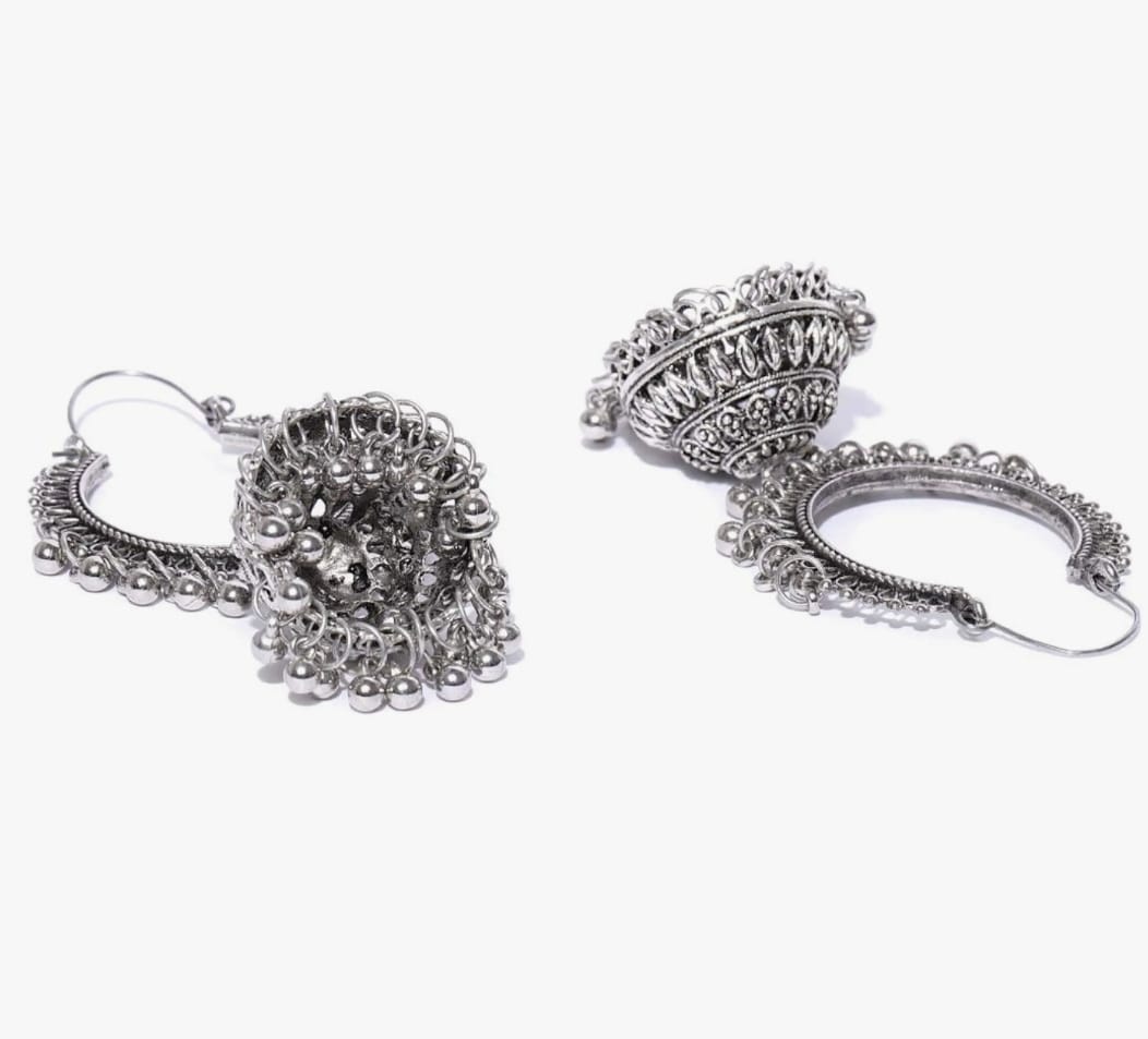  Oxidized Silver Plated Traditional Jhumki Earrings