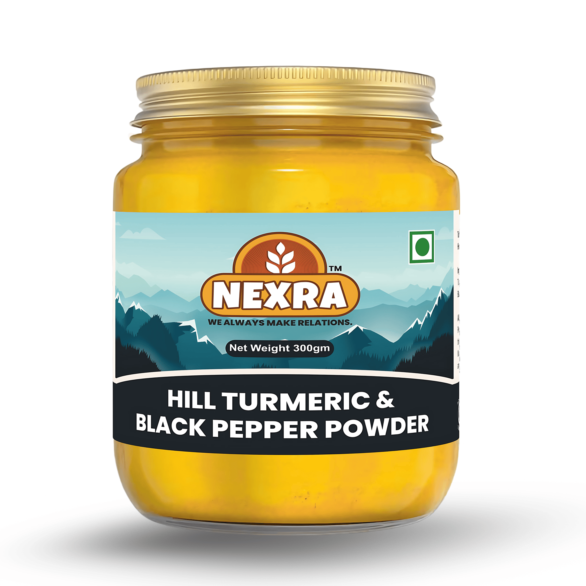 Nexra-Pure Himalayan Mountain Turmeric (Curcumin) with Black Pepper (Peperine) Powder-300g