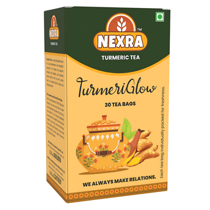 Nexra - Turmeric Glow Herbal Tea - 30 Tea Bags | Natural Turmeric Blend for Wellness, Immunity Boost, and Radiant Health